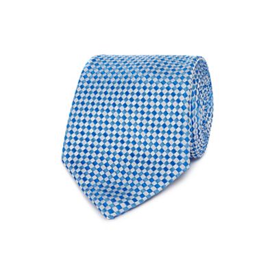 Light blue basket weave silk tie